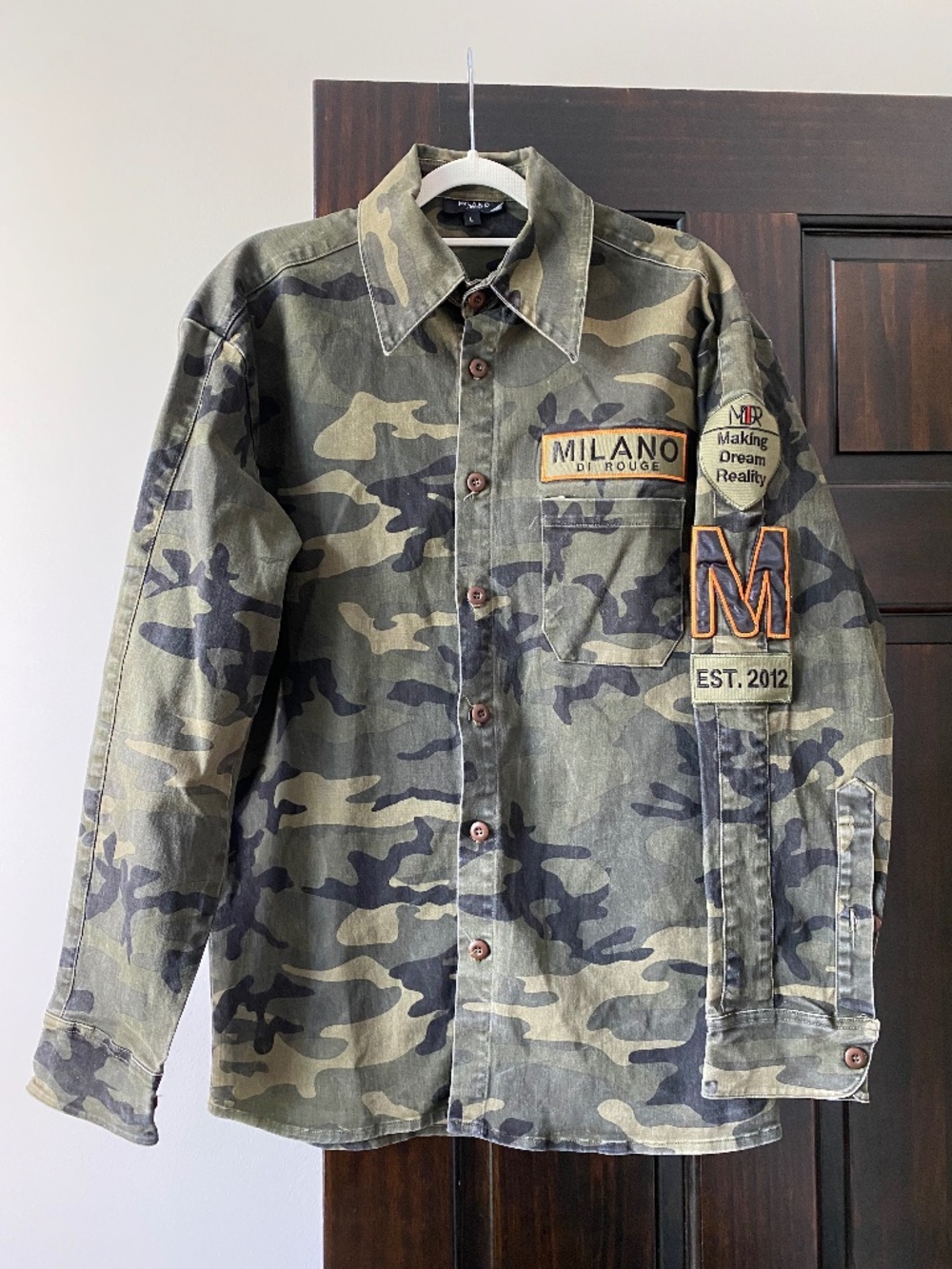 Milano Di Rouge Camo Button Up Shirt Jacket Men’s Large Military Utility